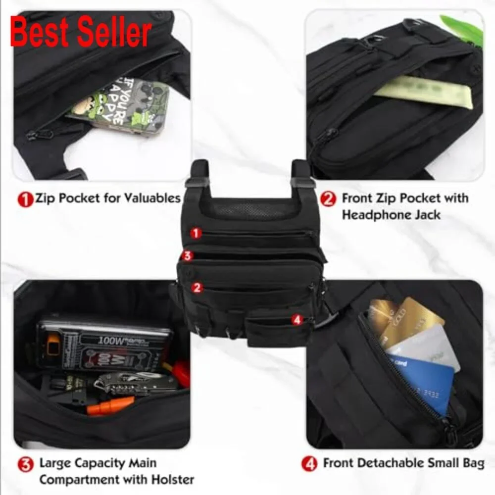 Nylon Tactical Chest Bag Large Capacity Water Resistant